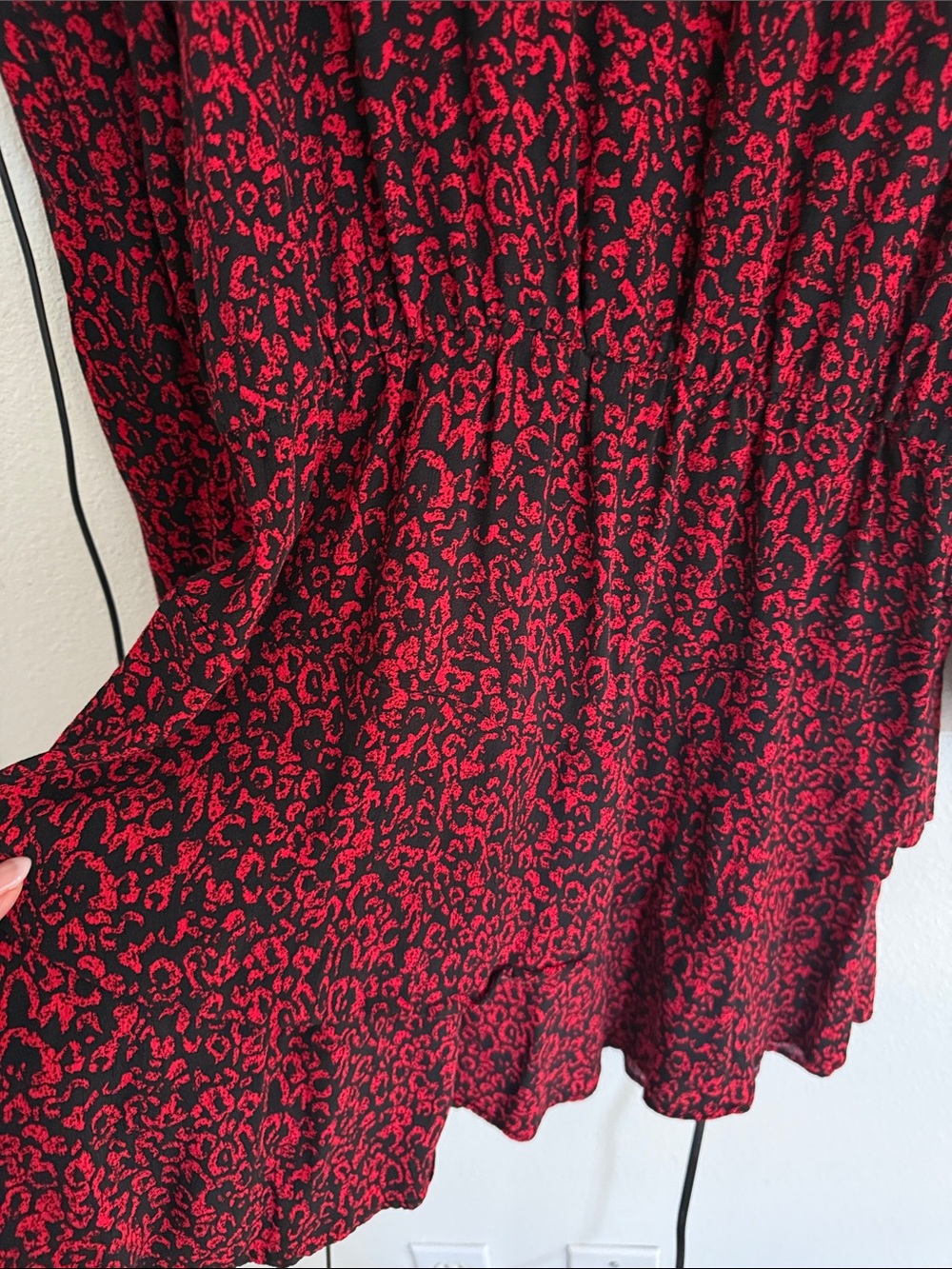 Zara Black and Red Printed Long Sleeve Mini Dress - Picture 2 of 3